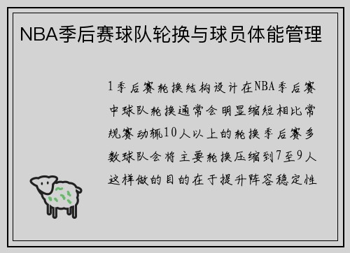 NBA季后赛球队轮换与球员体能管理